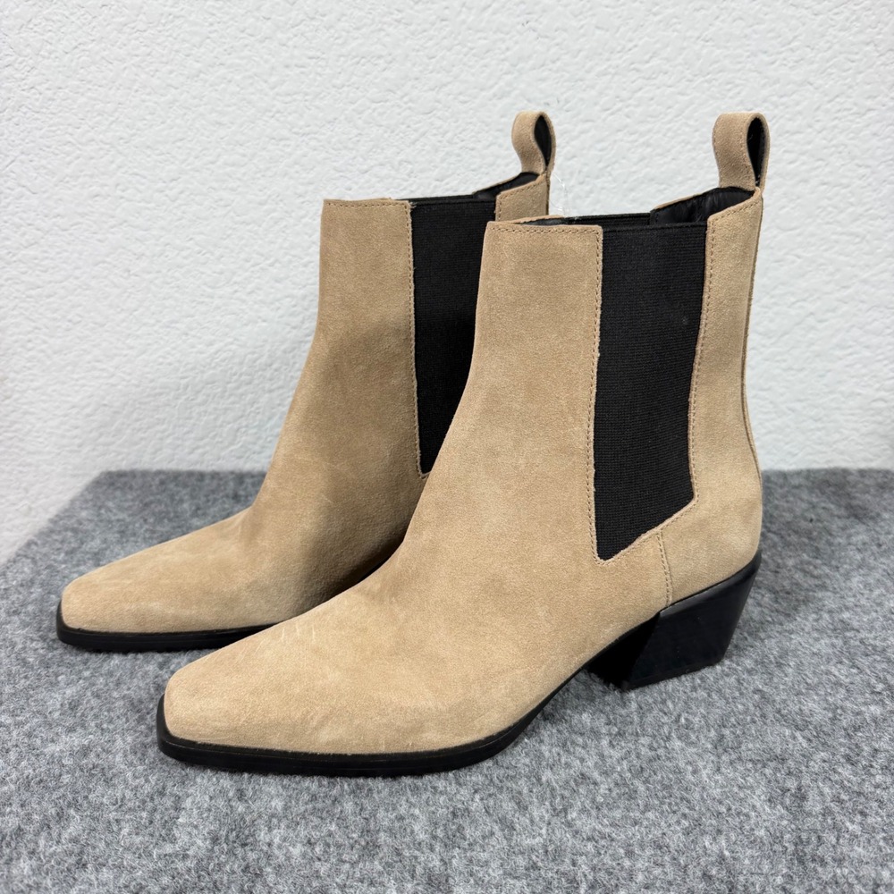 Rag & Bone Suede Pointed Toe Chelsea Ankle Boot Womens 37 6.5 Tan Leather NWOB